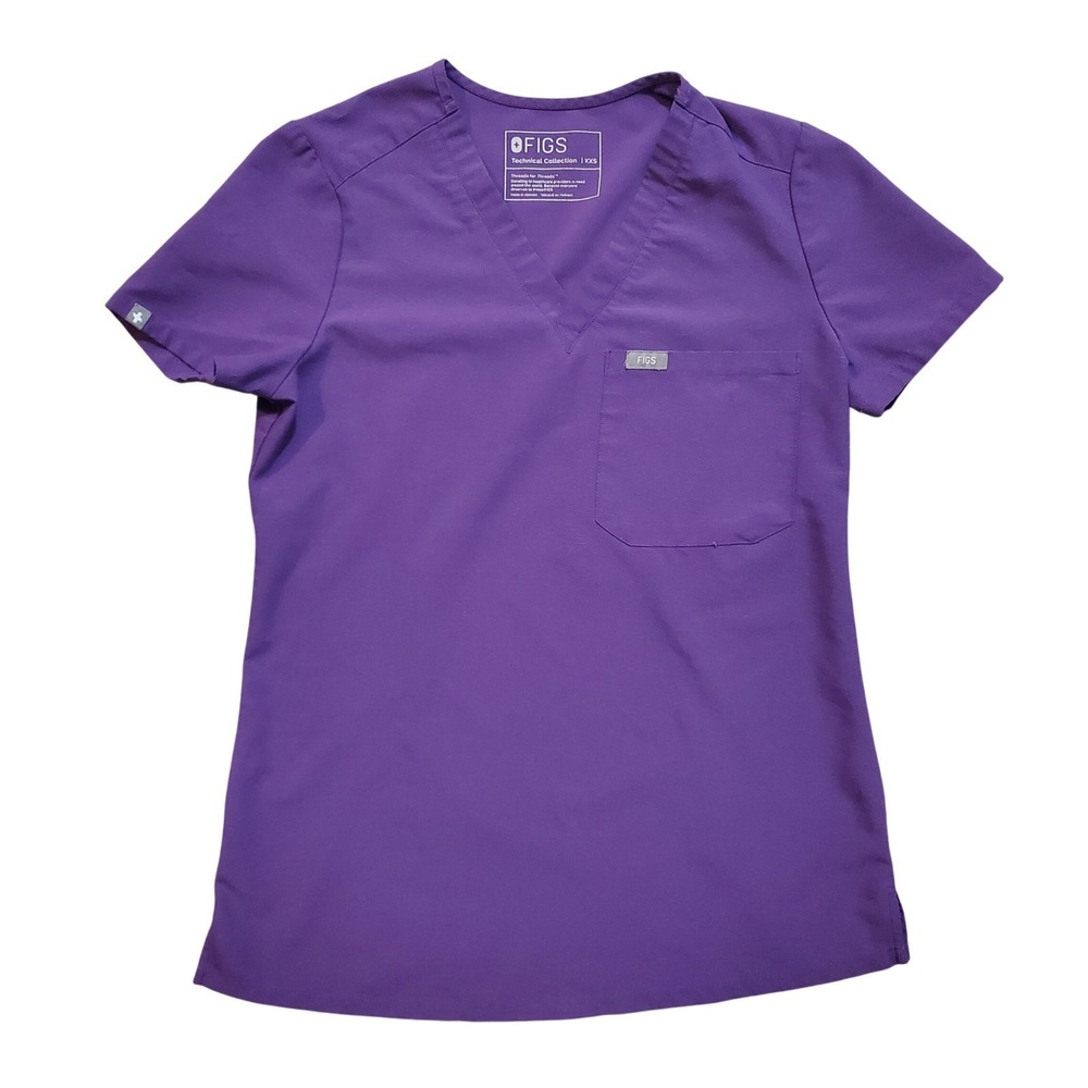 FIGS Women's XXS Purple V-Neck Catarina Scrub Top Scrubs Shirt‎ PO#1651 FW1000